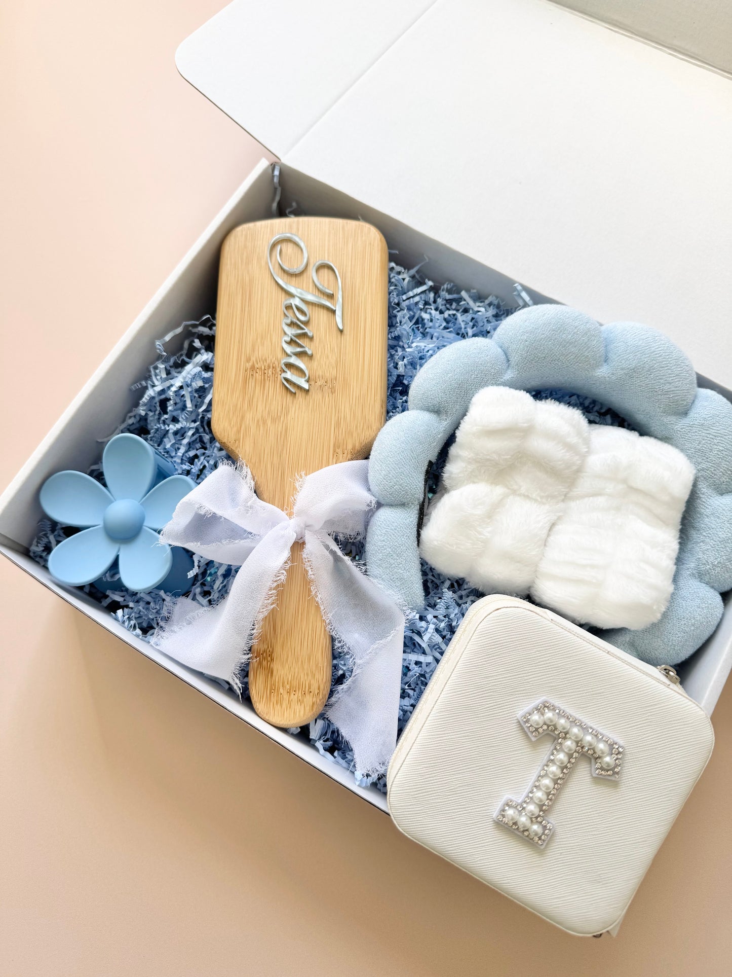 Something Blue Bride Gift Basket for Bride on Wedding Day