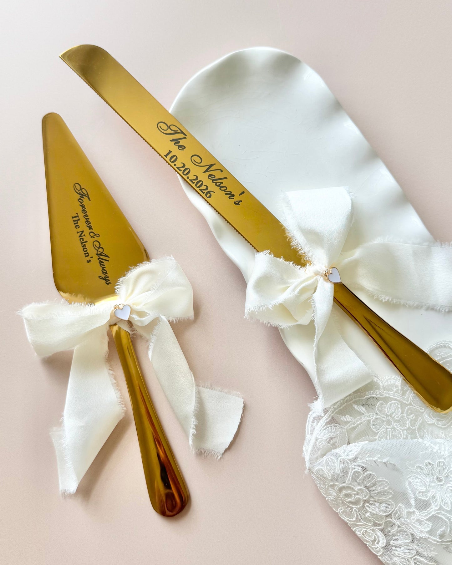 Wedding Cake Cutting Set for Bride Gift for Bridal Shower Keepsake Gift for Luxury Wedding Present to Engaged Couple Gifts with Last Name two-piece wedding cake cutter gold engraved wedding cake knife set engraved custom wedding cake cutting set silver knife set for wedding cake personalized keepsake wedding gift idea for new couple engaged gift for bride to be bridal shower gift idea something blue cornflower blue shade wedding gift for new bride wedding keepsake cutting utensil for cake photo