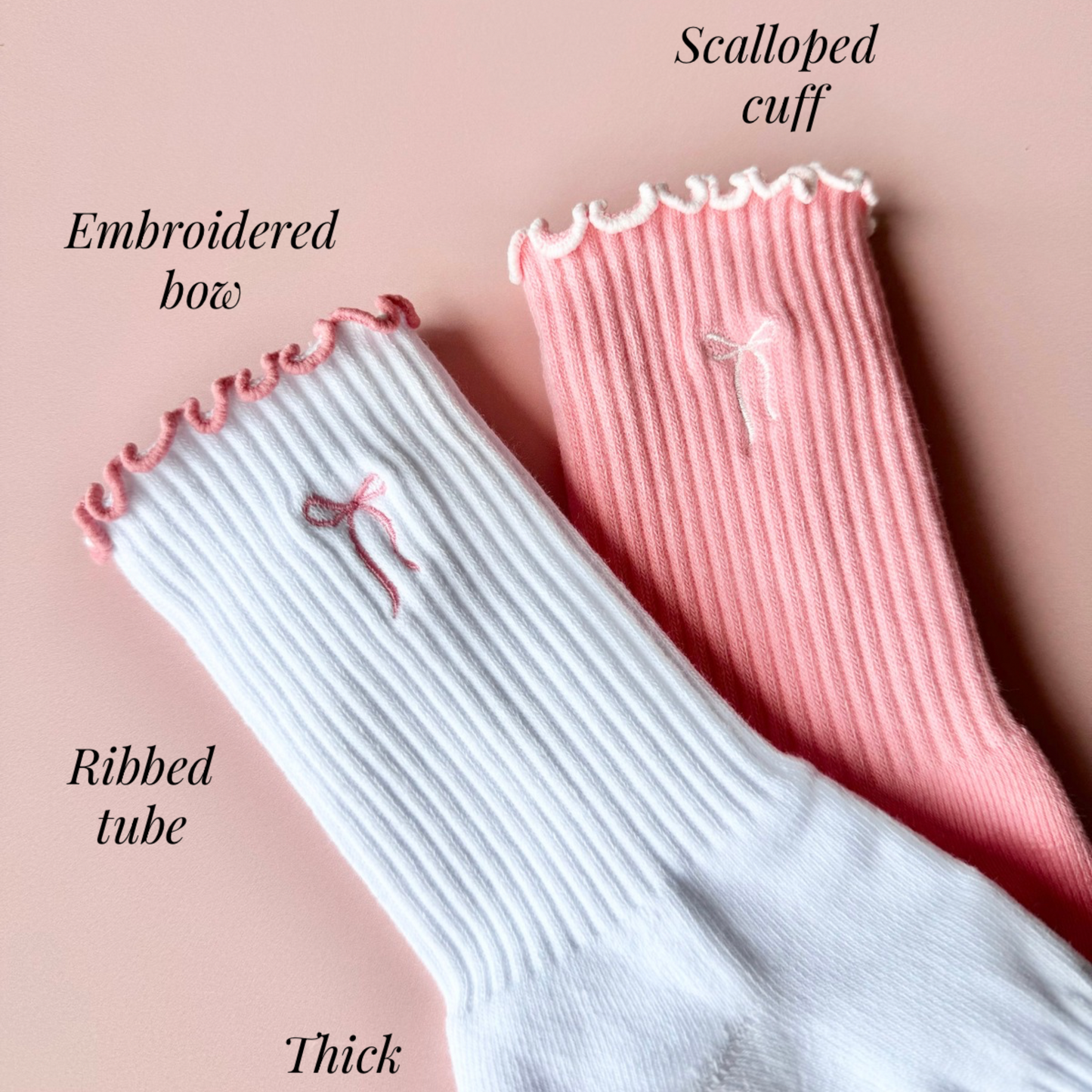 Pilates Socks Non-Slip Grip Bow Design
