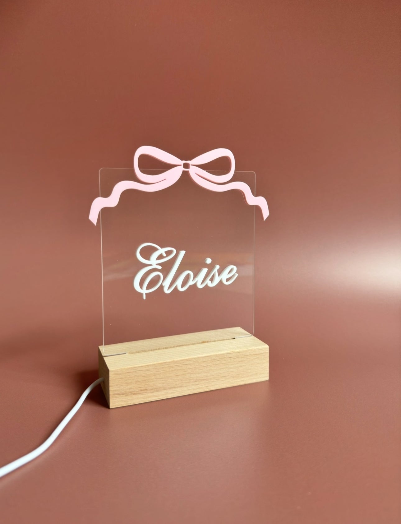 personalized night light for children is the best baby shower gift idea for young girl Christmas gift idea for niece birthday gift idea for daughter Easter basket filler gift idea for first birthday toddler gift idea for second birthday gift idea for goddaughter from godmother for baptism gift idea for new mom baby shower gift basket filler idea bow theme baby shower gift for newborn girl bow room decor gift