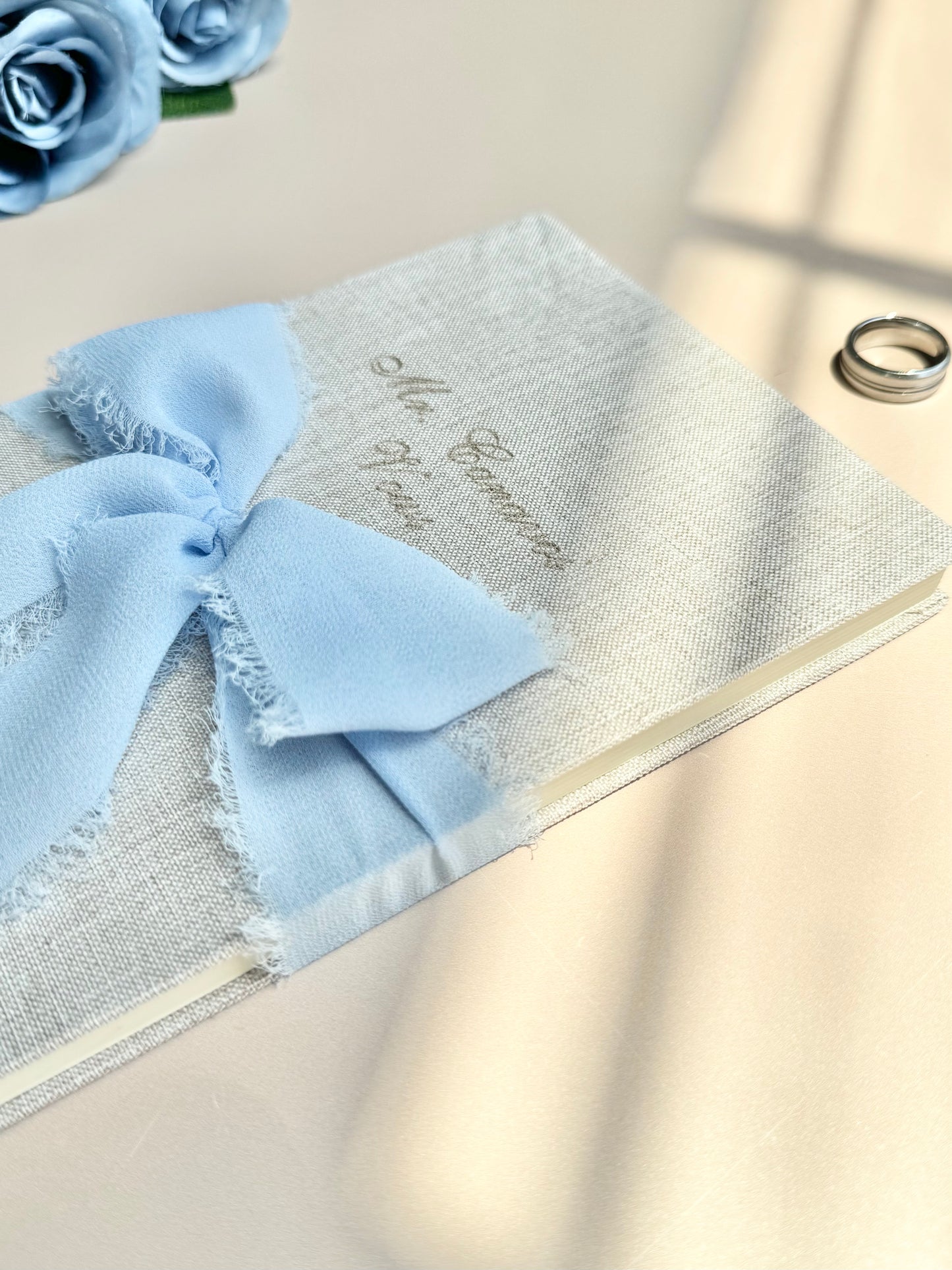 Personalized Wedding Vow Book for Bride and Groom Bridal Shower Gift His and Her Vow Book for Vow Renewal Ceremony Gift for Engagement Party Wedding Vow Books His and Hers 2 Pack Personalized Year His and Hers Book Linen Hardcover Bride and Groom Notebook for Ceremony Vow book with ribbon something blue for bride gift vow book for vow renewal ceremony gift for new bride at engagement party gift for best friend getting married gift for daughter getting married vow book for wife to be engagement