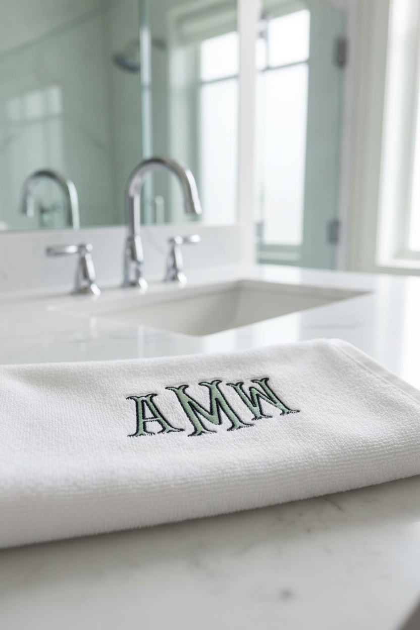 embroidered monogram hand towel personalized bathroom towel with initials custom housewarming gift for new home bridal shower gift for bride to be engagement gift for couple newlywed couple bathroom decor personalized hostess gift embroidered initial hand towel custom wedding gift personalized home decor towel classic elegant bathroom accessory for couples embroidered initial hand towel personalized bathroom decor towel custom monogram gift for bride to be bridal shower gift bride to be gifts