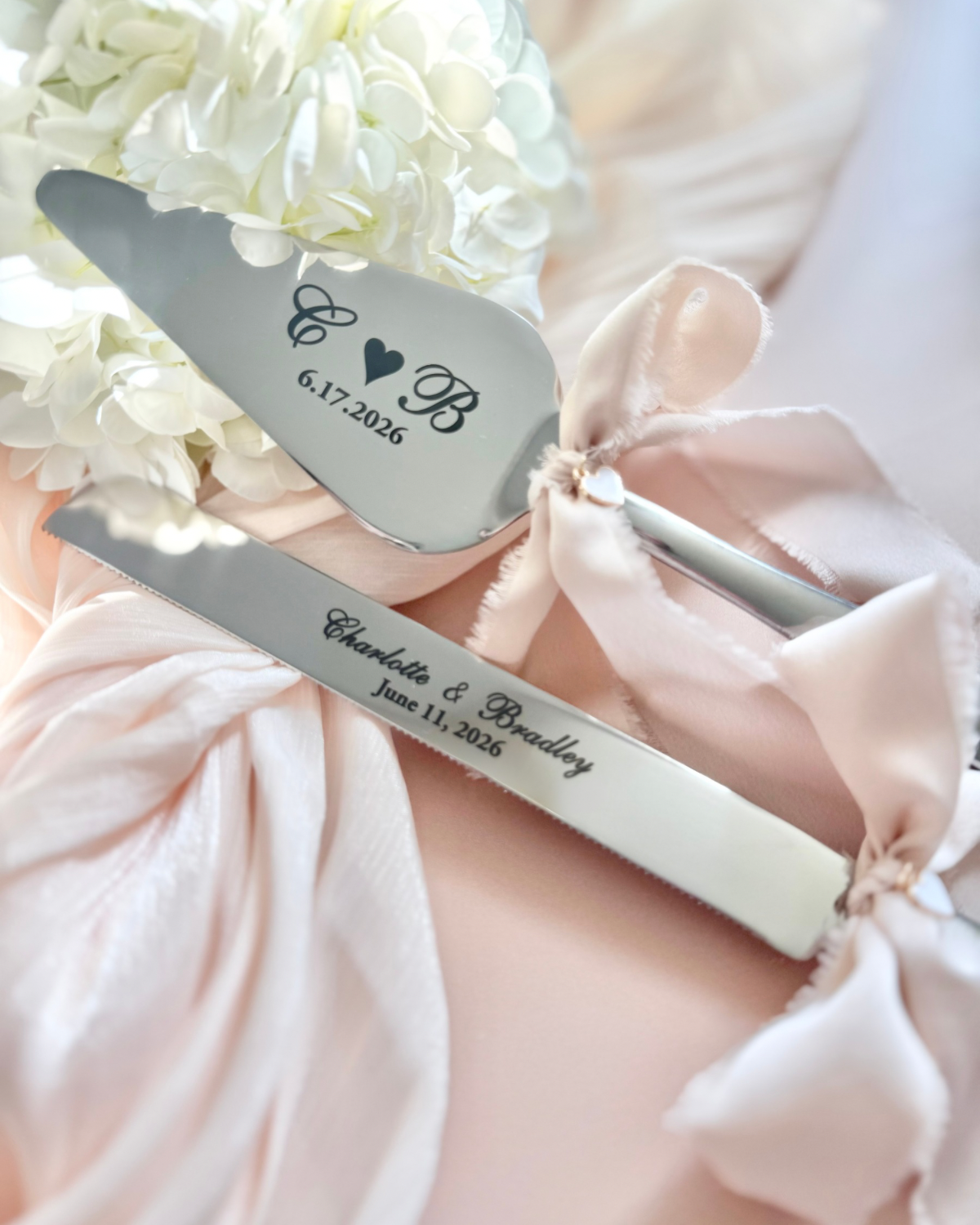 Wedding Cake Cutting Set for Bride Gift for Bridal Shower Keepsake Gift for Luxury Wedding Present to Engaged Couple Gifts with Last Name two-piece wedding cake cutter gold engraved wedding cake knife set engraved custom wedding cake cutting set silver knife set for wedding cake personalized keepsake wedding gift idea for new couple engaged gift for bride to be bridal shower gift idea something blue cornflower blue shade wedding gift for new bride wedding keepsake cutting utensil for cake photo