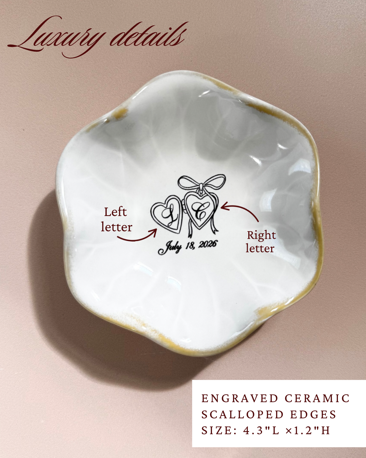 Bride ring dish personalized jewelry holder for engagement gift wedding day keepsake gift to bride from mom best friend engagement party gift bridal shower present engraved ring dish for bride to be elegant jewelry holder for wedding morning bride accessory tray custom name ring dish wedding keepsake jewelry storage gift engagement ring holder newly engaged woman unique wedding gift idea bride proposal gift from maid of honor timeless engagement ring tray for bride to be wedding box ring dish