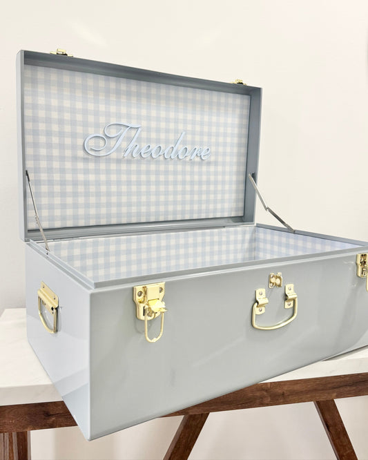 Custom Keepsake Trunk for Boy First Birthday Gift for Son Toddler Gift for Nephew Christmas Gift Grandson Heirloom Gift Boy Nursery Decor boy keepsake trunk petite Keep trunk for boy first birthday party nephew gift for grandson boy memory box trunk for child gift idea for a boy baptism Christmas gift idea for nephew gift for newborn baby boy nursery decor blue keepsake trunk gift for baby shower boy gift for grandson heirloom keepsake firstborn gift memory box for new mom boy mom gift idea