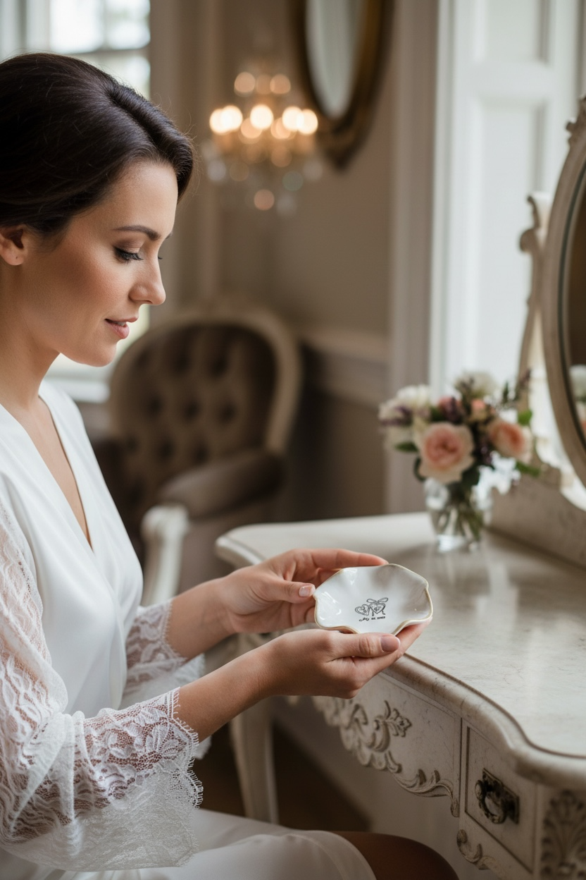 Bride ring dish personalized jewelry holder for engagement gift wedding day keepsake gift to bride from mom best friend engagement party gift bridal shower present engraved ring dish for bride to be elegant jewelry holder for wedding morning bride accessory tray custom name ring dish wedding keepsake jewelry storage gift engagement ring holder newly engaged woman unique wedding gift idea bride proposal gift from maid of honor timeless engagement ring tray for bride to be wedding box ring dish