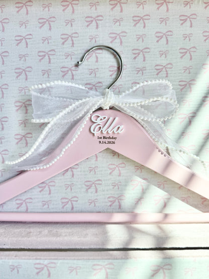 Personalized 1st birthday dress hanger for toddler girl first birthday outfit keepsake hanger for baby girl photoshoot prop newborn first outfit hanger custom engraved wooden hanger baby shower gift for niece or granddaughter special keepsake for daughter birthday party dress hanger milestone outfit display timeless memory gift for parents or grandparents heirloom hanger for smash cake photoshoot outfit or special occasion first birthday celebration baby girl first outfit hanger with name custom