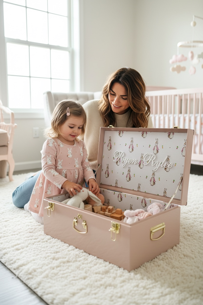 Baby Girl Keepsake Trunk with Name
