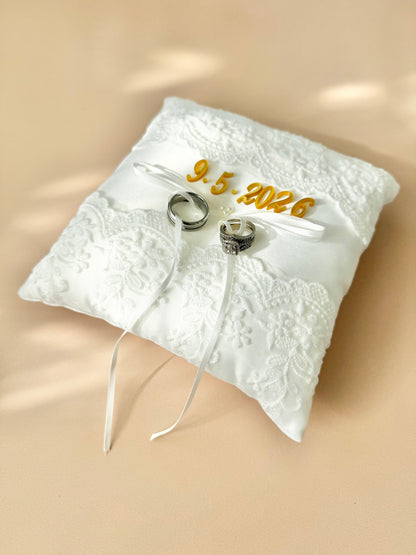 Custom personalized ring bearer pillow wedding band holder lace pearl ring cushion elegant wedding keepsake pillow for ring bearer to carry down the aisle unique wedding ceremony accessory custom wedding ring holder pillow personalized bride groom gift romantic lace ring pillow elegant pearl wedding ring cushion luxury white wedding decor personalized ceremony ring bearer accessory timeless wedding ring holder keepsake pillow for bride and groom wedding day memory gift Ring bearer pillow custom