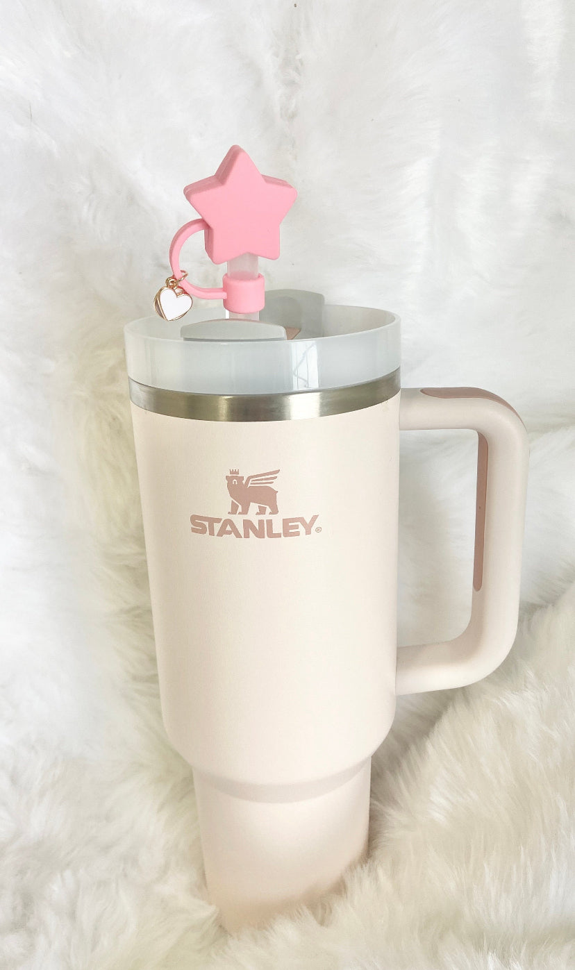 Pink Star Stanley Tumbler Straw Cap Cover