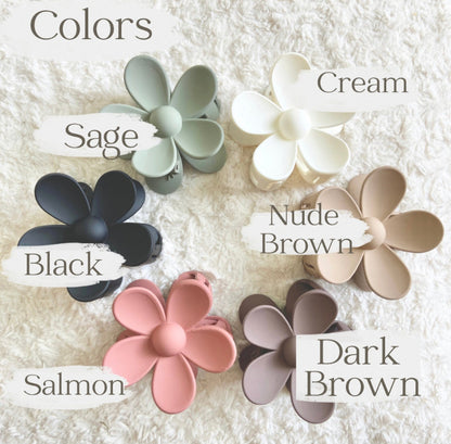 Matte Flower Hair Claw Clips