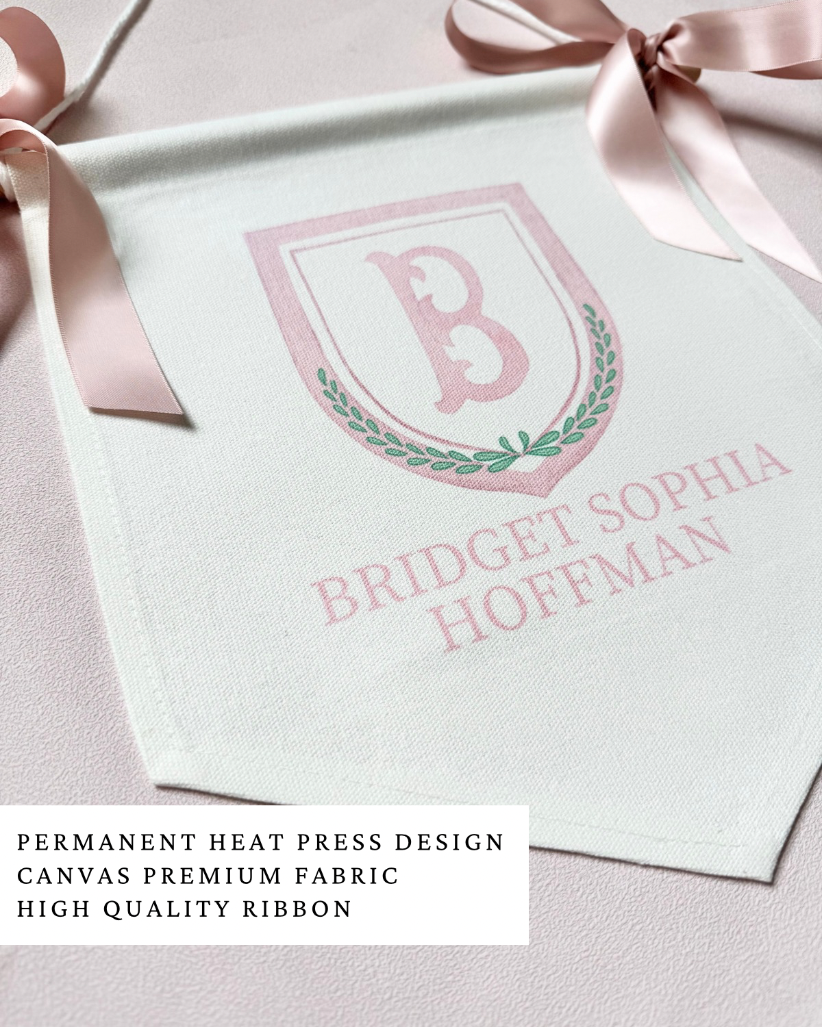 baby announcement banner girl baptism party decor for toddler first birthday pink banner canvas with name personalized bassinet sign monogram crest flag elegant nursery wall hanging custom baby shower decoration keepsake for newborn photo backdrop baptism reception decor toddler birthday banner personalized girl birthday banner baptism day celebration pink and white christening decoration custom monogrammed flag unique baby gift idea personalized banner for girls first birthday party decor pink