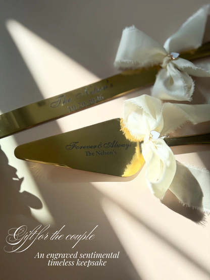 Wedding Cake Cutting Set for Bride Gift for Bridal Shower Keepsake Gift for Luxury Wedding Present to Engaged Couple Gifts with Last Name two-piece wedding cake cutter gold engraved wedding cake knife set engraved custom wedding cake cutting set silver knife set for wedding cake personalized keepsake wedding gift idea for new couple engaged gift for bride to be bridal shower gift idea something blue cornflower blue shade wedding gift for new bride wedding keepsake cutting utensil for cake photo