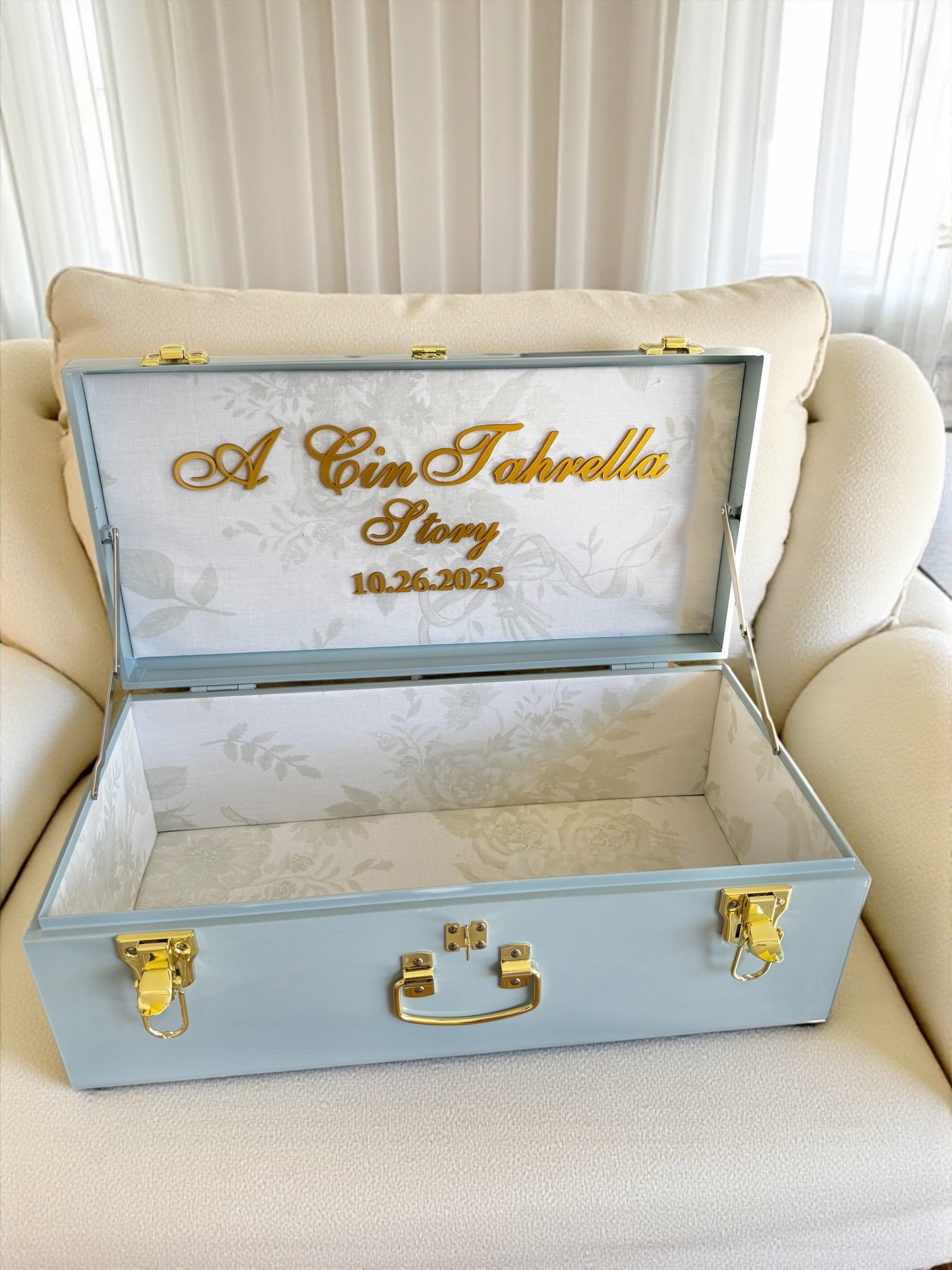 Bride keepsake trunk personalized with last name for bride to be wedding day gift something blue gift for daughter heirloom wedding memory box custom bridal gift box for wedding keepsakes unique wedding gift for bride from mom large keepsake box for wedding day mementos elegant personalized bride gift box with lid something blue bridal shower gift idea bride memory box with name custom heirloom trunk for wedding day storage beautiful keepsake box for bride to preserve wedding treasures for bride