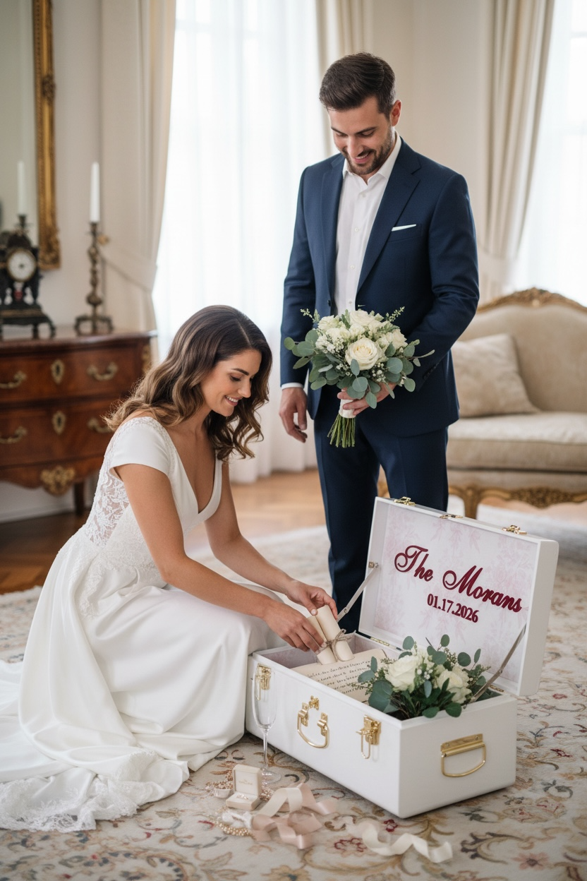 Bride Personalized Keepsake Trunk with Name Wedding Gift