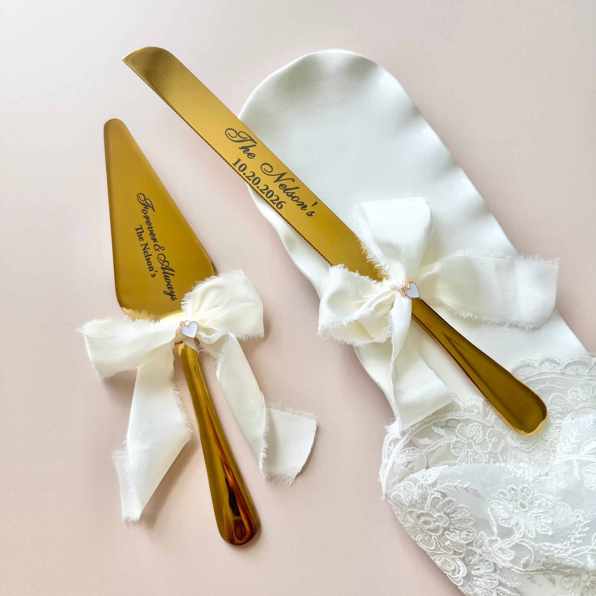 Wedding Cake Cutting Set for Bride Gift for Bridal Shower Keepsake Gift for Luxury Wedding Present to Engaged Couple Gifts with Last Name two-piece wedding cake cutter gold engraved wedding cake knife set engraved custom wedding cake cutting set silver knife set for wedding cake personalized keepsake wedding gift idea for new couple engaged gift for bride to be bridal shower gift idea something blue cornflower blue shade wedding gift for new bride wedding keepsake cutting utensil for cake photo