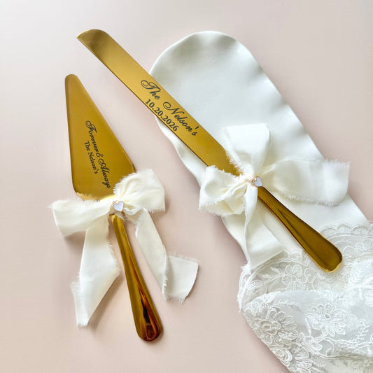 Wedding Cake Cutting Set for Bride Gift for Bridal Shower Keepsake Gift for Luxury Wedding Present to Engaged Couple Gifts with Last Name two-piece wedding cake cutter gold engraved wedding cake knife set engraved custom wedding cake cutting set silver knife set for wedding cake personalized keepsake wedding gift idea for new couple engaged gift for bride to be bridal shower gift idea something blue cornflower blue shade wedding gift for new bride wedding keepsake cutting utensil for cake photo