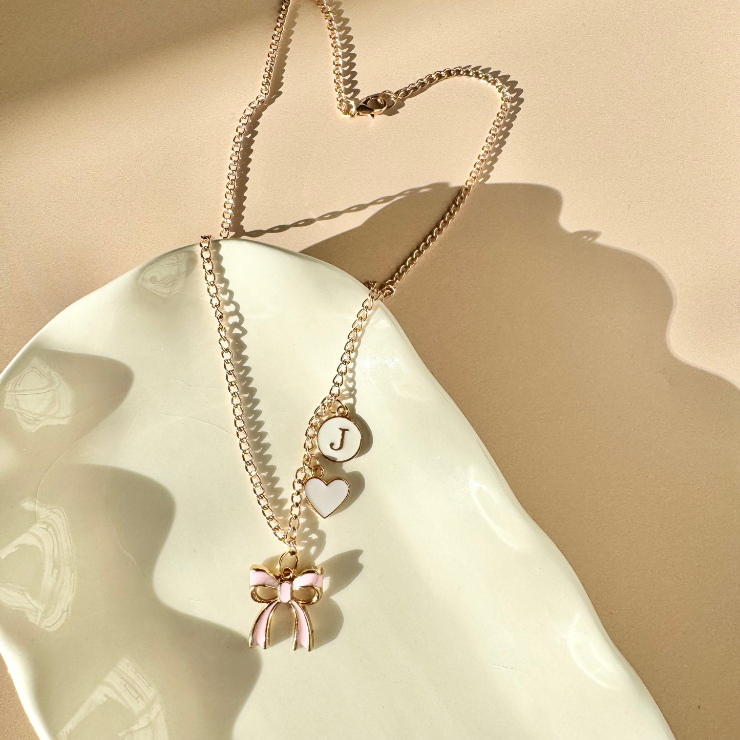 Coquette Bow Monogram Necklace