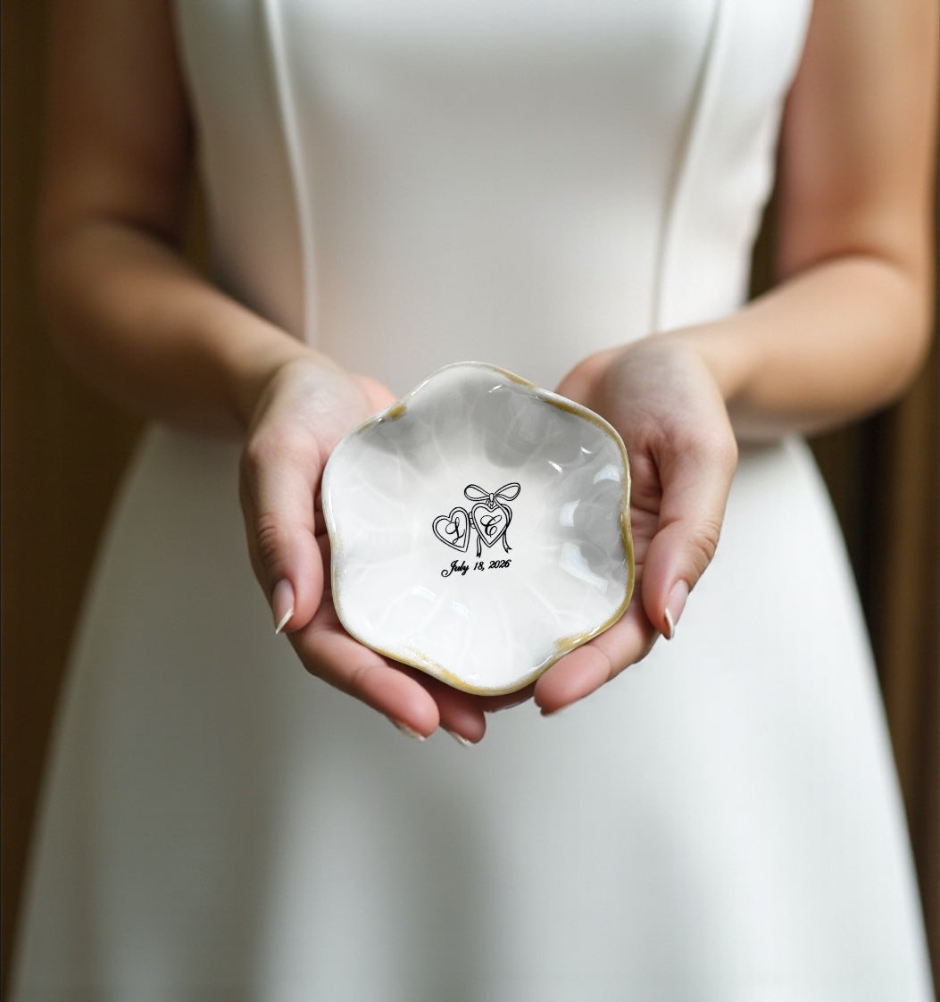 Bride ring dish personalized jewelry holder for engagement gift wedding day keepsake gift to bride from mom best friend engagement party gift bridal shower present engraved ring dish for bride to be elegant jewelry holder for wedding morning bride accessory tray custom name ring dish wedding keepsake jewelry storage gift engagement ring holder newly engaged woman unique wedding gift idea bride proposal gift from maid of honor timeless engagement ring tray for bride to be wedding box ring dish
