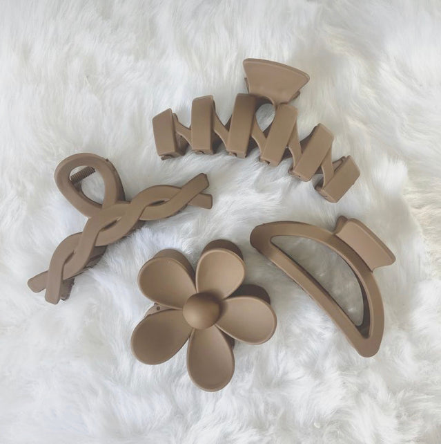 Brown Aesthetic Hair Clips