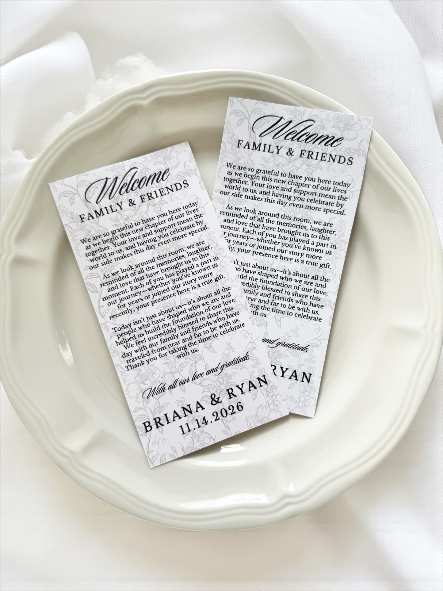 custom wedding table guest thank you card printed bridal shower plate card wedding reception welcome note to guest baby shower table decor personalized event stationery elegant table setting thank you note wedding guest unique wedding detail thoughtful guest appreciation card custom printed wedding decor table favor card personalized thank you message guests bridal shower baby shower reception custom name card wedding elegant printed thank you table note modern minimal design wedding stationery