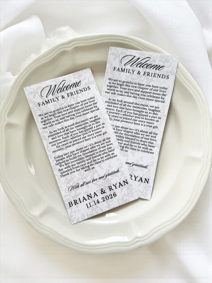 custom wedding table guest thank you card printed bridal shower plate card wedding reception welcome note to guest baby shower table decor personalized event stationery elegant table setting thank you note wedding guest unique wedding detail thoughtful guest appreciation card custom printed wedding decor table favor card personalized thank you message guests bridal shower baby shower reception custom name card wedding elegant printed thank you table note modern minimal design wedding stationery