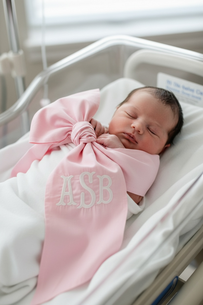Custom Monogram Baby Bow Sash