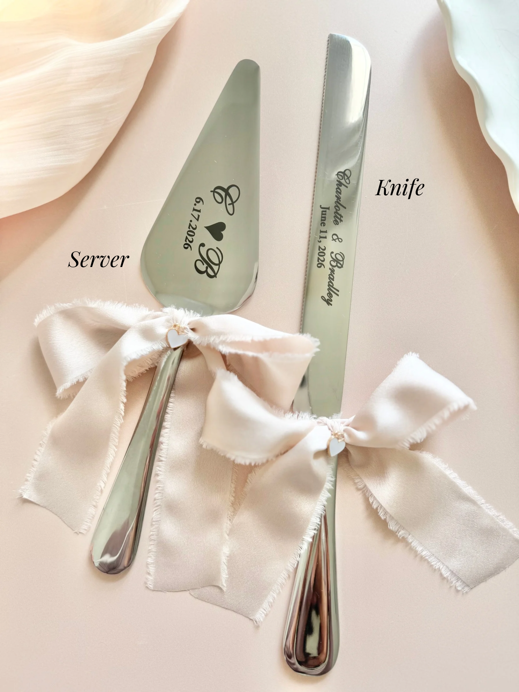 Wedding Cake Cutting Set for Bride Gift for Bridal Shower Keepsake Gift for Luxury Wedding Present to Engaged Couple Gifts with Last Name two-piece wedding cake cutter gold engraved wedding cake knife set engraved custom wedding cake cutting set silver knife set for wedding cake personalized keepsake wedding gift idea for new couple engaged gift for bride to be bridal shower gift idea something blue cornflower blue shade wedding gift for new bride wedding keepsake cutting utensil for cake photo