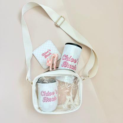 Personalized White Crossbody Bridal Party Gift Bags