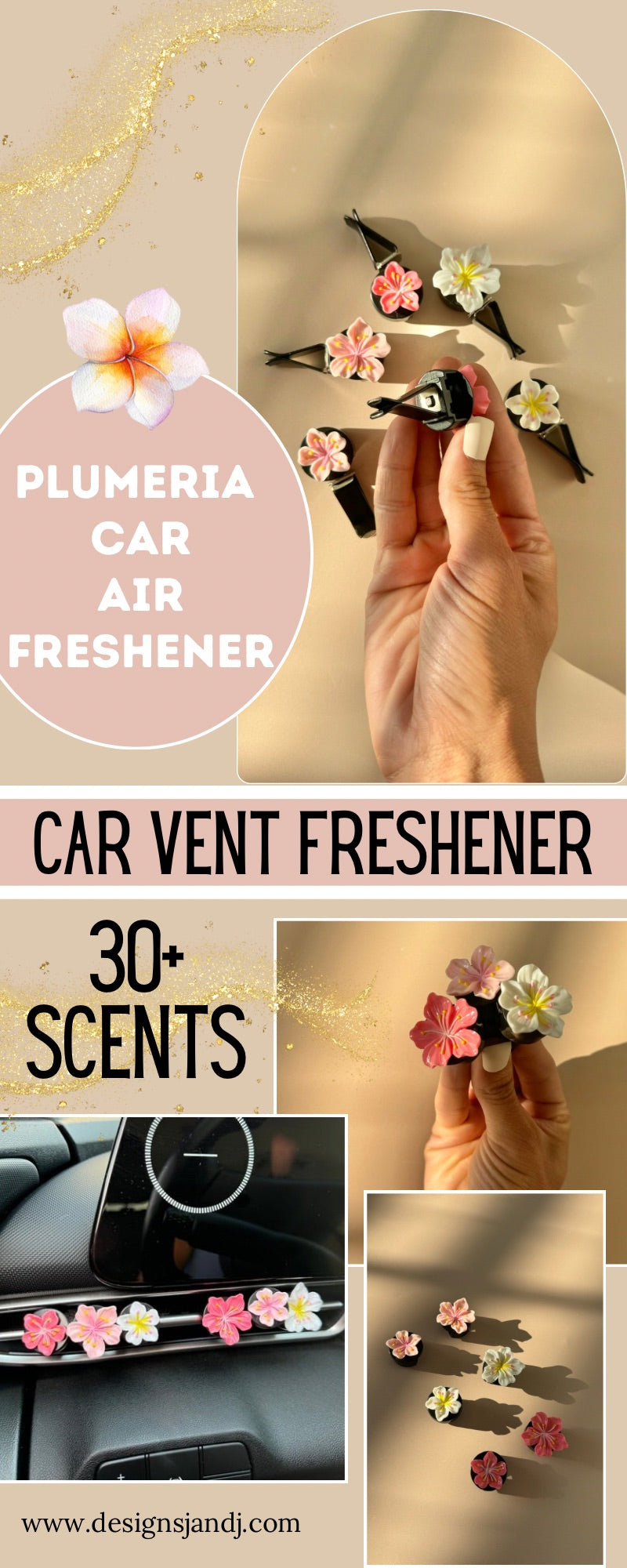 Plumeria Flower Car Vent Air Freshener