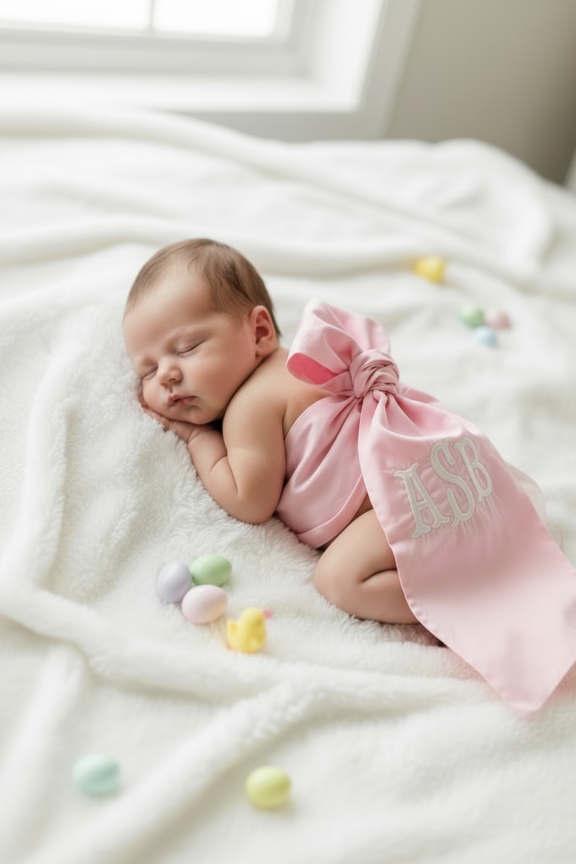 Custom Monogram Baby Bow Sash