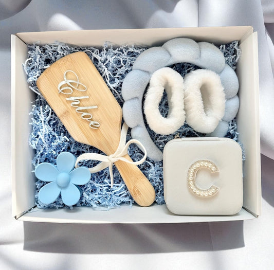 Something Blue Bride Gift Basket for Bride on Wedding Day