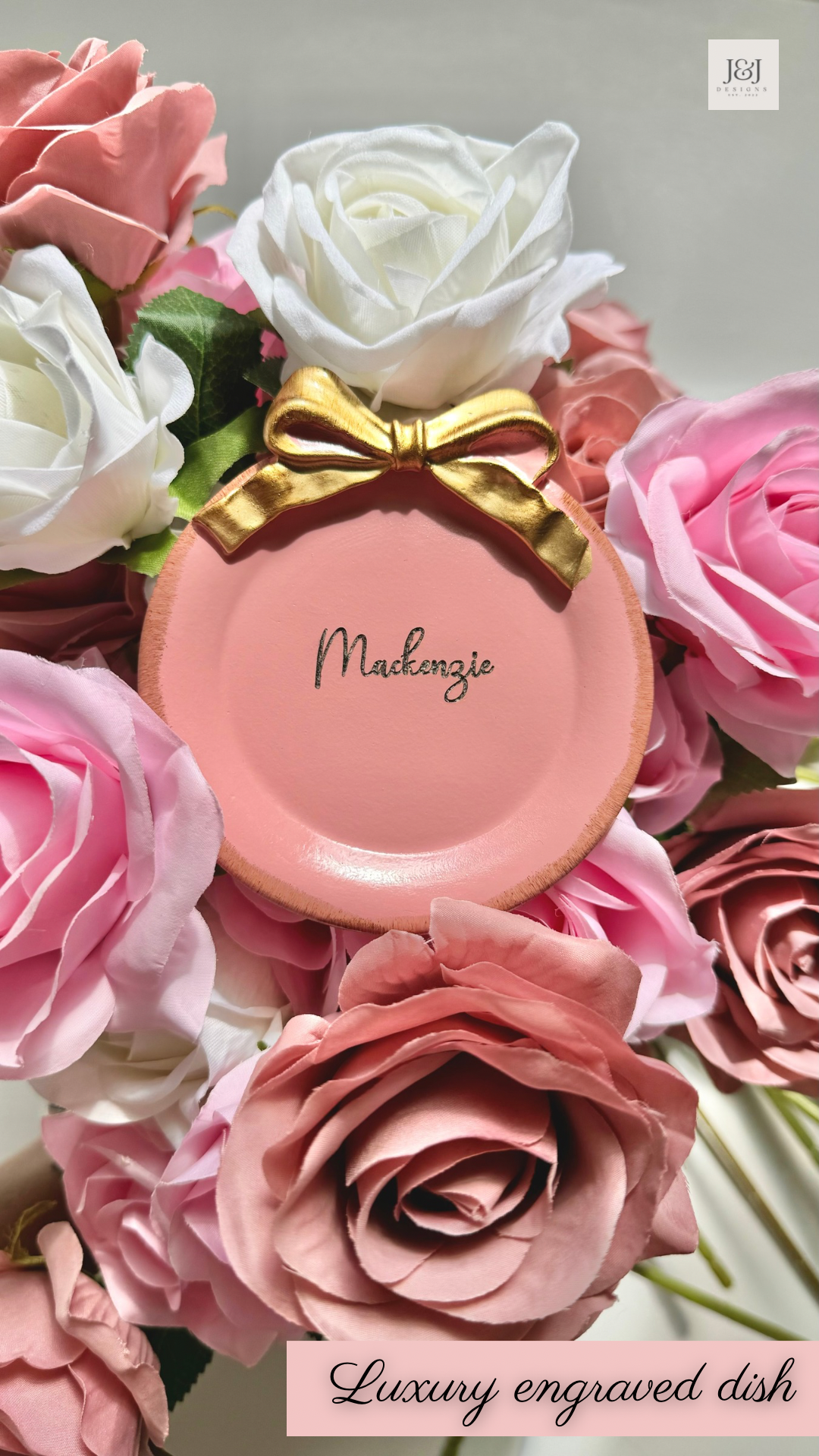 Personalized Coquette Bow Engraved Jewelry Dish