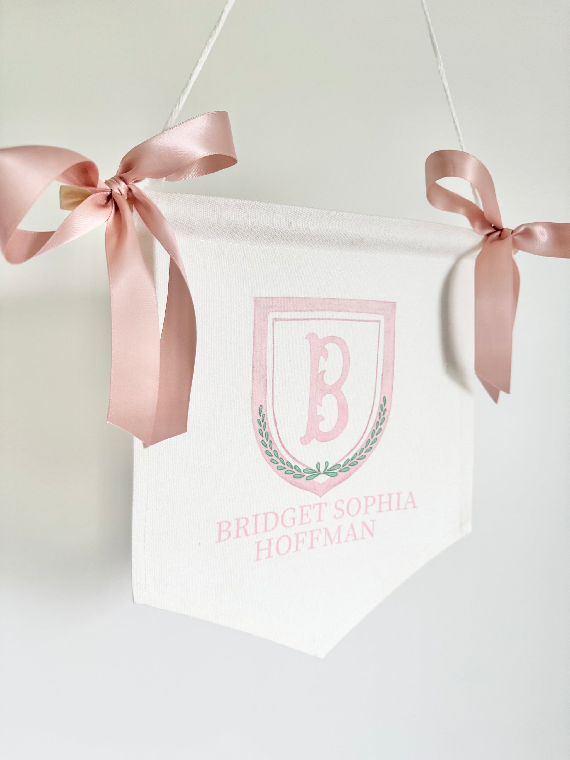 baby announcement banner girl baptism party decor for toddler first birthday pink banner canvas with name personalized bassinet sign monogram crest flag elegant nursery wall hanging custom baby shower decoration keepsake for newborn photo backdrop baptism reception decor toddler birthday banner personalized girl birthday banner baptism day celebration pink and white christening decoration custom monogrammed flag unique baby gift idea personalized banner for girls first birthday party decor pink