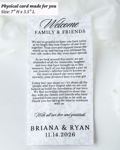 custom wedding table guest thank you card printed bridal shower plate card wedding reception welcome note to guest baby shower table decor personalized event stationery elegant table setting thank you note wedding guest unique wedding detail thoughtful guest appreciation card custom printed wedding decor table favor card personalized thank you message guests bridal shower baby shower reception custom name card wedding elegant printed thank you table note modern minimal design wedding stationery