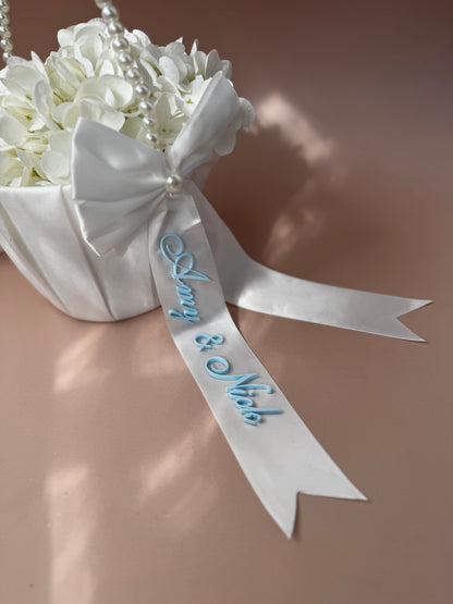 Custom flower girl basket white satin pearl flower girl basket personalized wedding basket toddler flower petal basket elegant wedding ceremony decor flower girl petal holder keepsake wedding accessory personalized flower girl gift white satin wedding flower basket with pearls handcrafted flower girl basket for toddler wedding ceremony flower petals basket personalized wedding keepsake basket flower girl decor for ceremony aisle elegant flower display basket wedding accessory for little girls