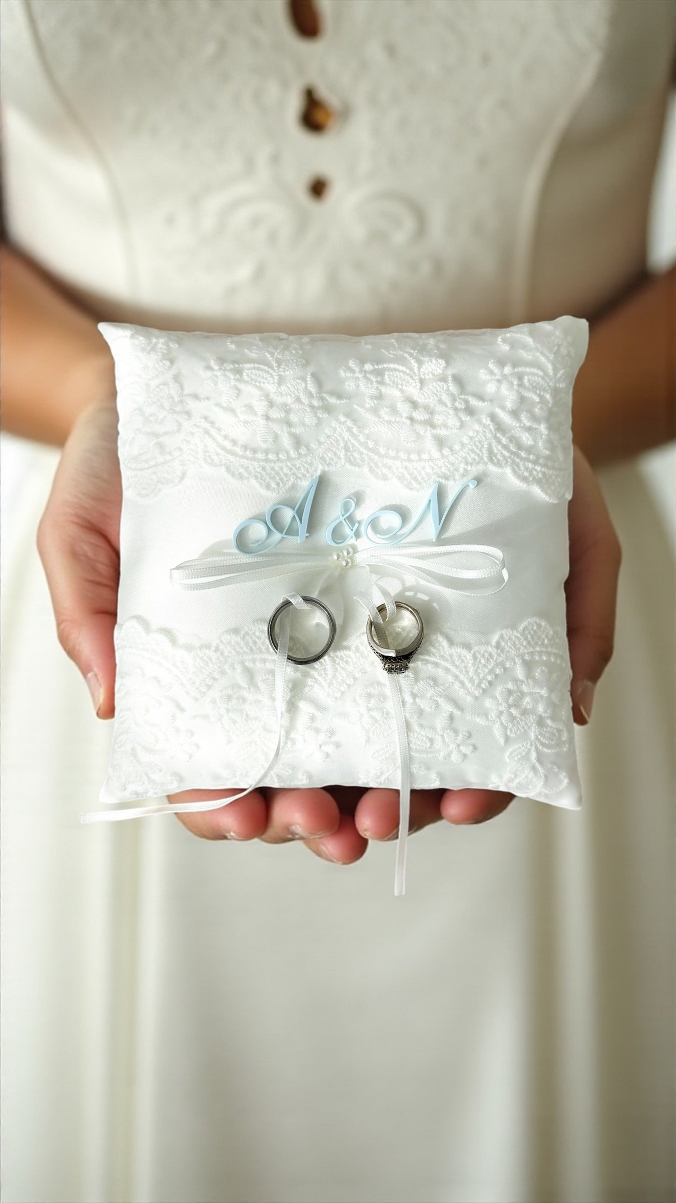 Custom personalized ring bearer pillow wedding band holder lace pearl ring cushion elegant wedding keepsake pillow for ring bearer to carry down the aisle unique wedding ceremony accessory custom wedding ring holder pillow personalized bride groom gift romantic lace ring pillow elegant pearl wedding ring cushion luxury white wedding decor personalized ceremony ring bearer accessory timeless wedding ring holder keepsake pillow for bride and groom wedding day memory gift Ring bearer pillow custom