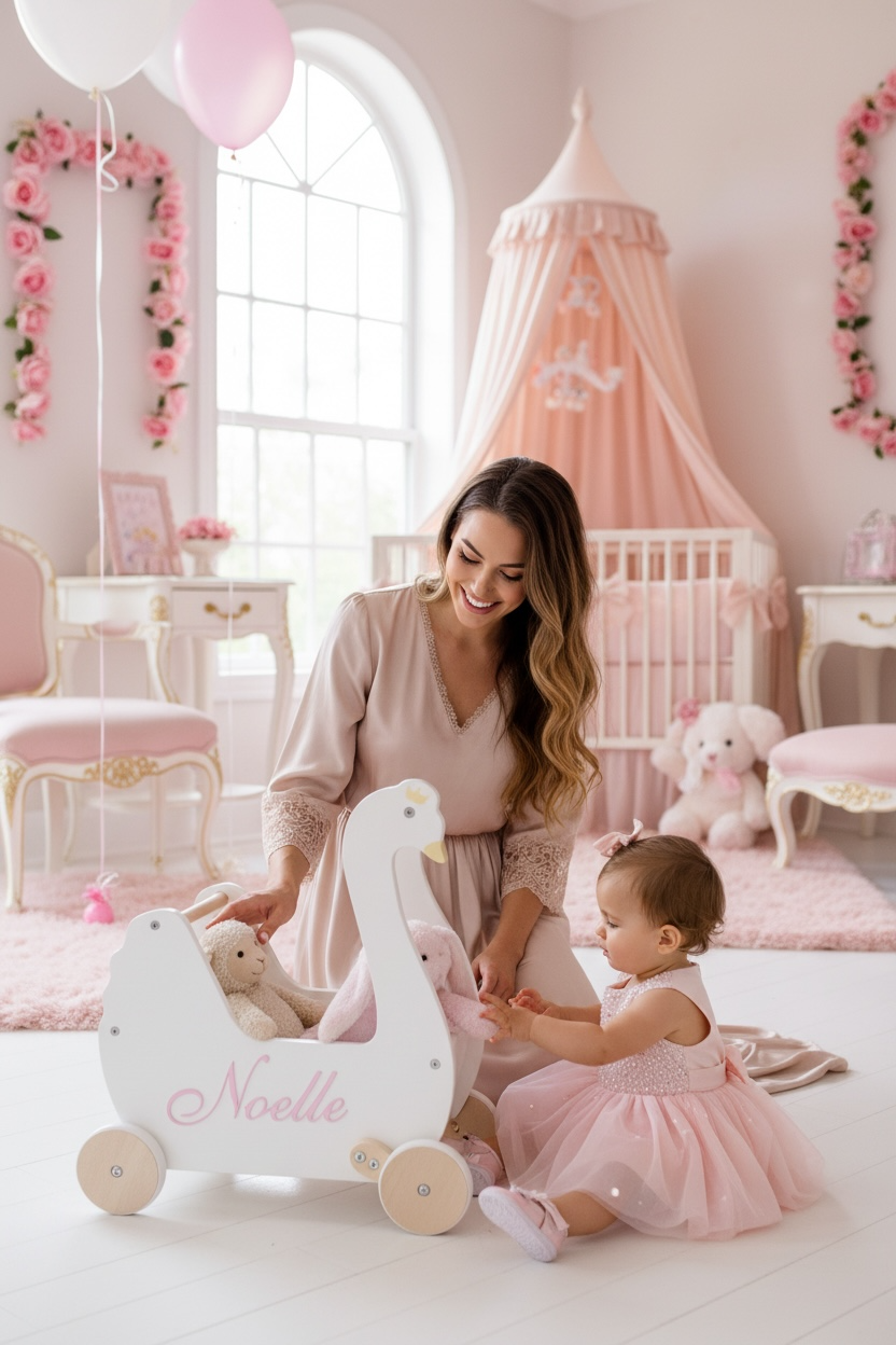 Personalized Doll Carriage Swan