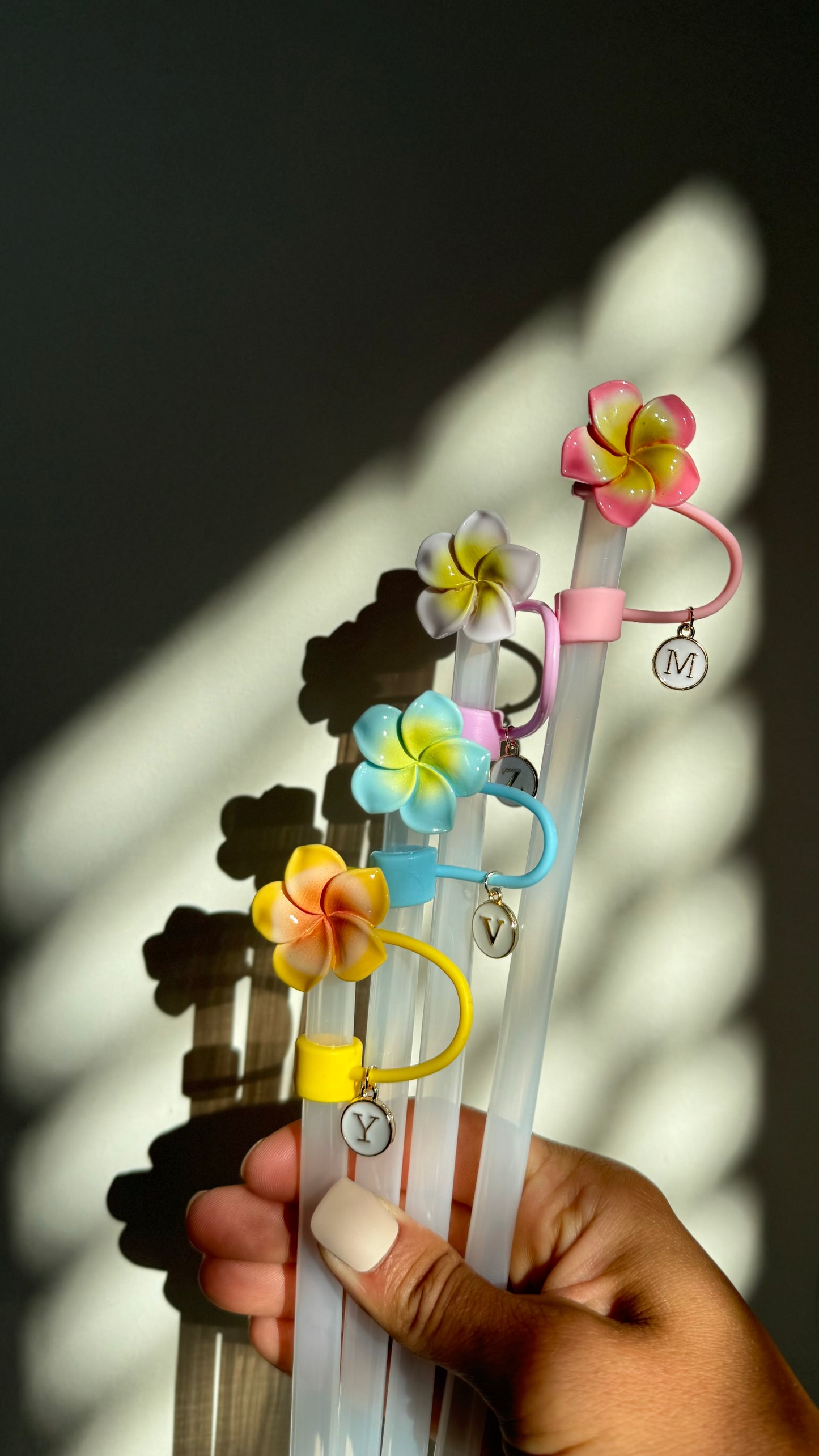 Plumeria Flower Tumbler Straw Cap