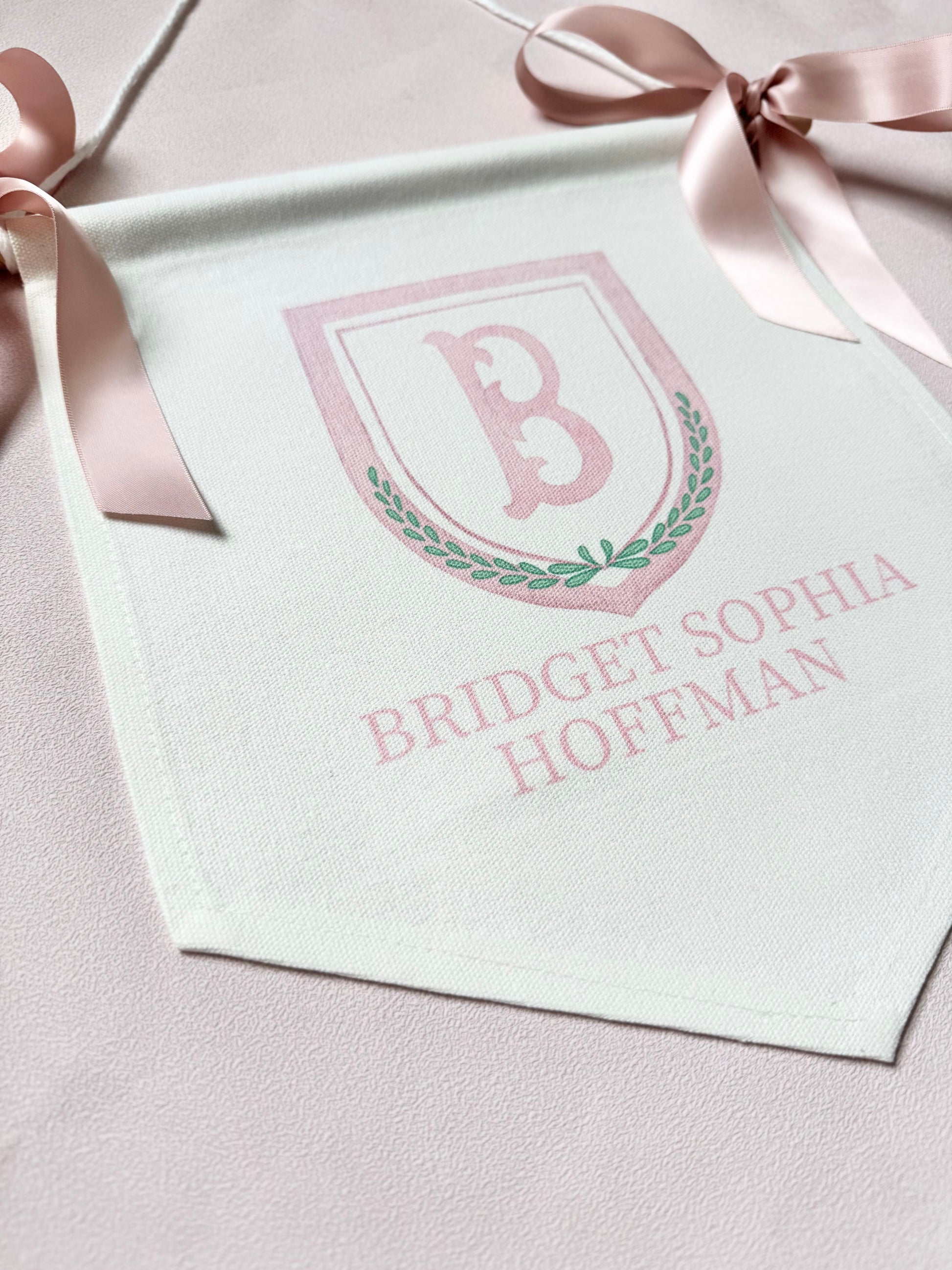 baby announcement banner girl baptism party decor for toddler first birthday pink banner canvas with name personalized bassinet sign monogram crest flag elegant nursery wall hanging custom baby shower decoration keepsake for newborn photo backdrop baptism reception decor toddler birthday banner personalized girl birthday banner baptism day celebration pink and white christening decoration custom monogrammed flag unique baby gift idea personalized banner for girls first birthday party decor pink