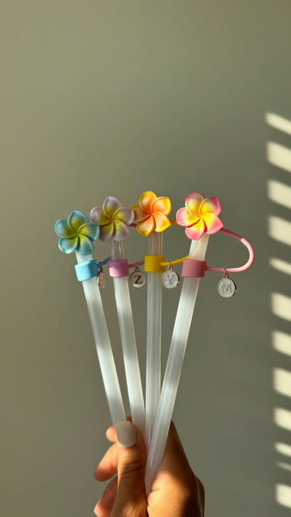 Plumeria Flower Tumbler Straw Cap