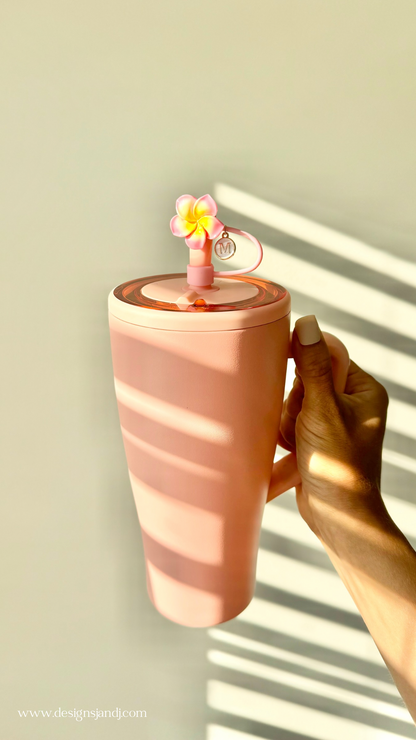 Plumeria Flower Tumbler Straw Cap