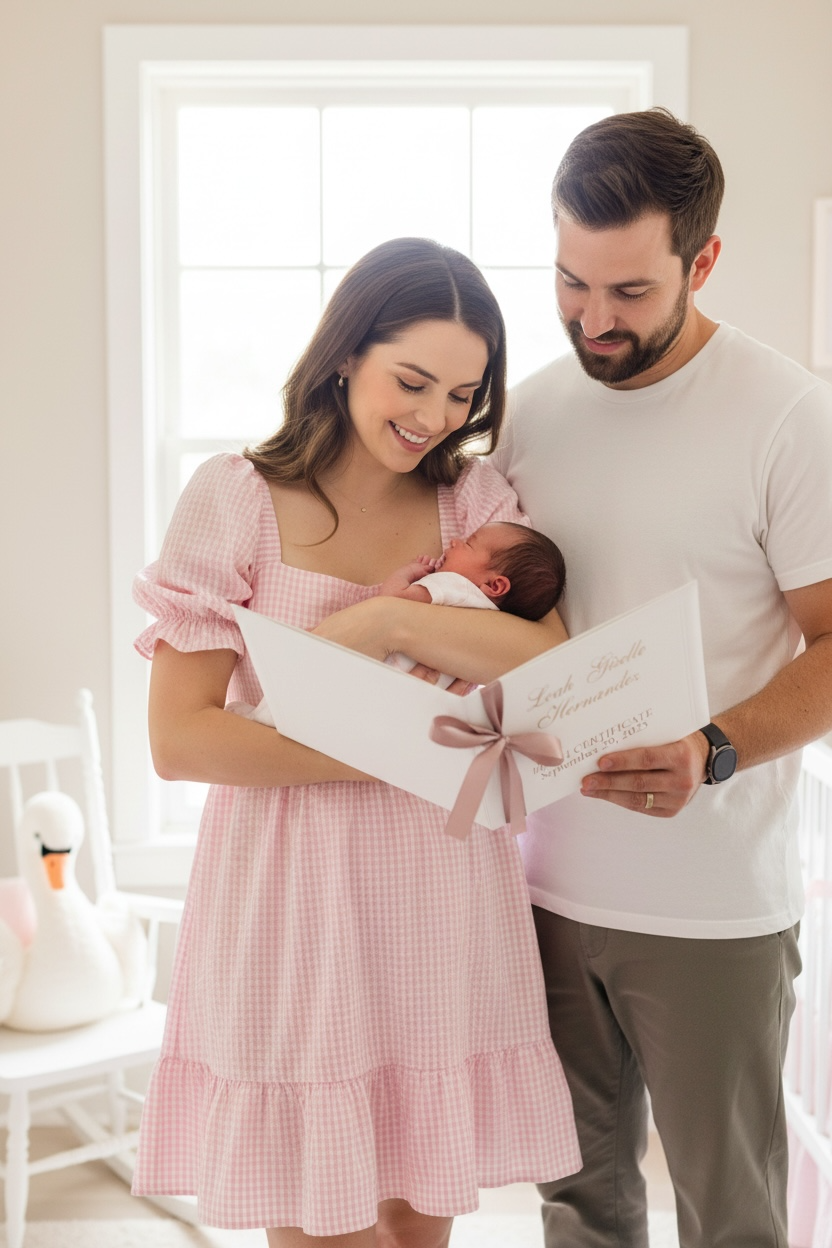 Custom Birth Certificate Holder for Newborn Baby