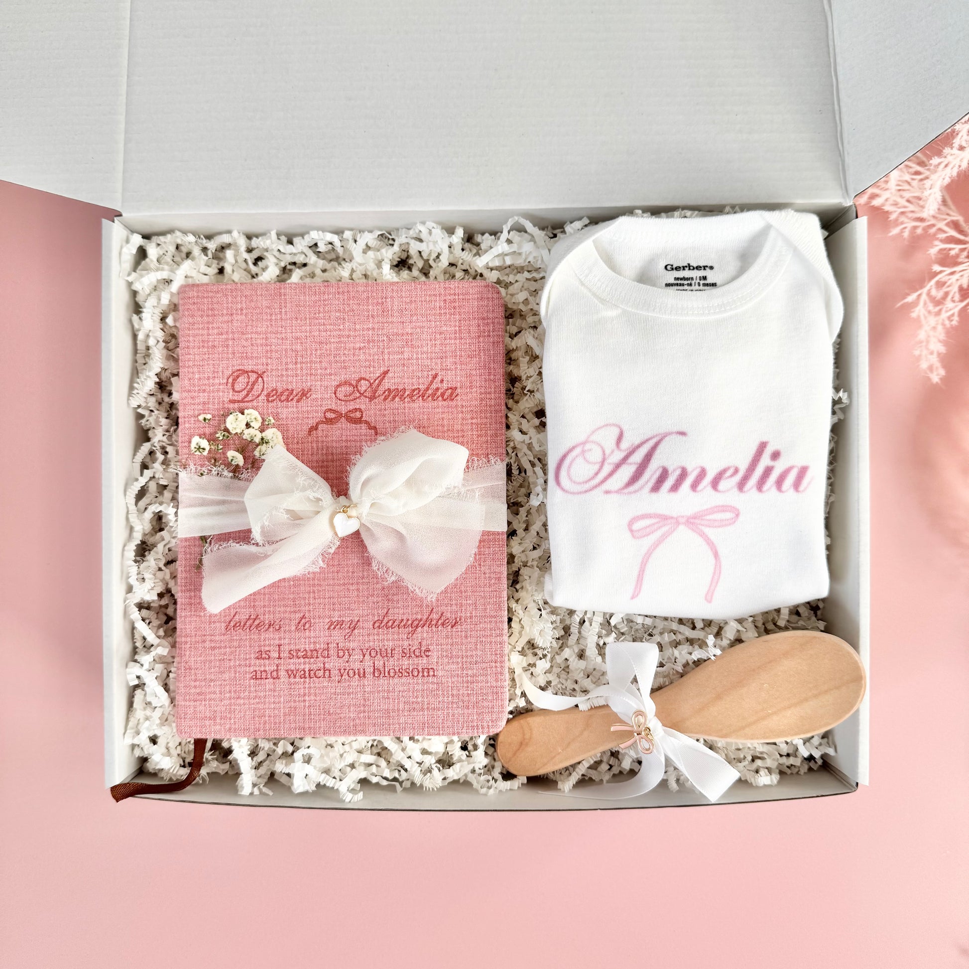 Baby Gift Personalized Baby Shower Girl Gift Box for Newborn Girl Mom Gift Letters to My Daughter Journal Gift for New Parent Pregnancy Gift mom to be gift set  pregnant new mom gift basket for congratulations new baby girl gift box for pregnant gift