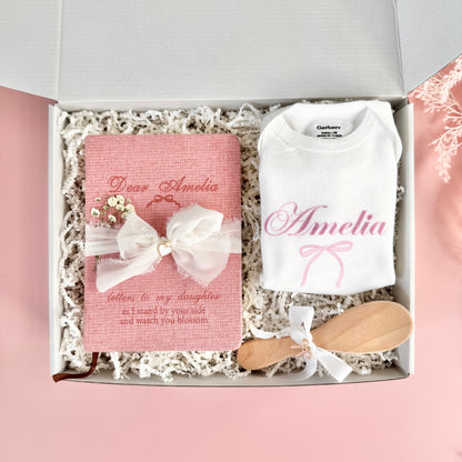 Baby Gift Personalized Baby Shower Girl Gift Box for Newborn Girl Mom Gift Letters to My Daughter Journal Gift for New Parent Pregnancy Gift mom to be gift set  pregnant new mom gift basket for congratulations new baby girl gift box for pregnant gift