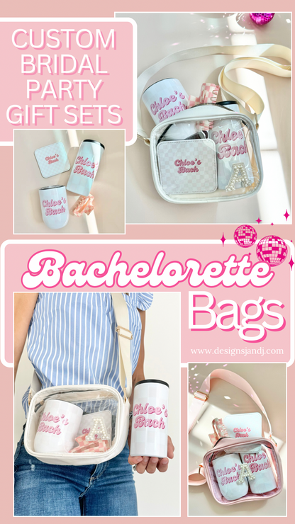 Personalized White Crossbody Bridal Party Gift Bags