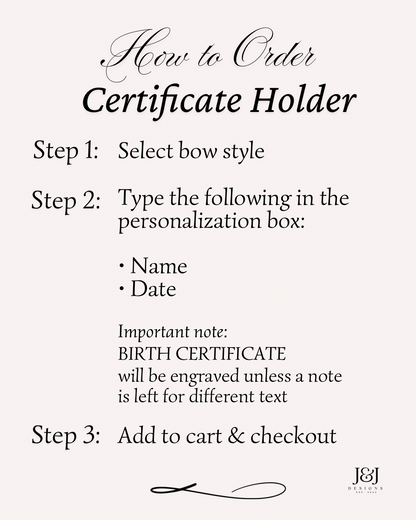 Custom Birth Certificate Holder for Newborn Baby