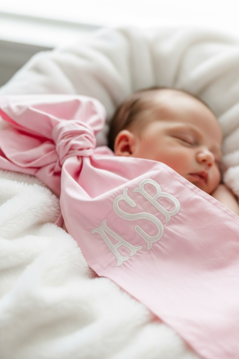 Custom Monogram Baby Bow Sash