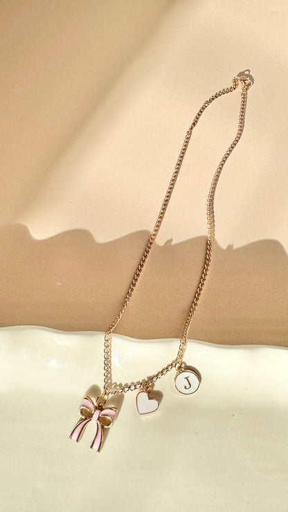 Coquette Bow Monogram Necklace