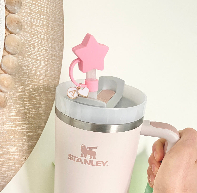 Pink Star Stanley Tumbler Straw Cap Cover